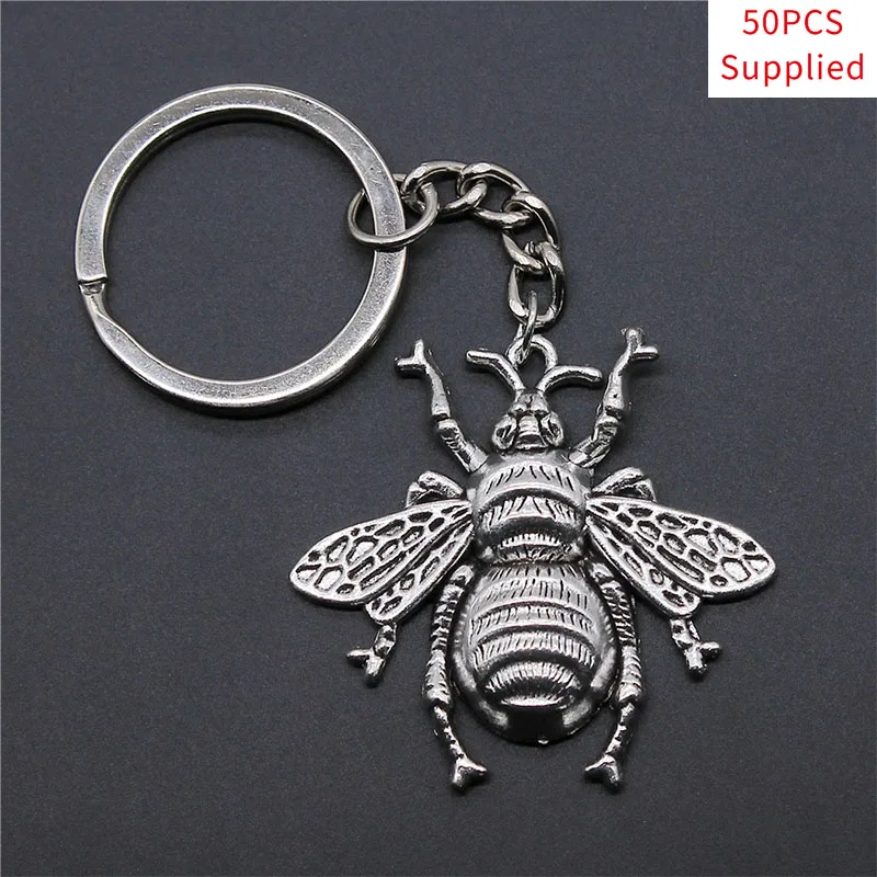 

50pcs Bee Insect Keychain Love Pendant Jewelry Car Women Key Chain Gift Souvenir Wedding Gift For Guest Supplied