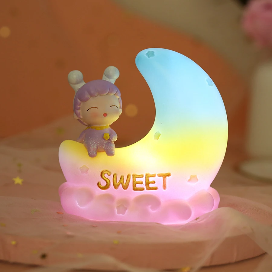 

Creative Cute Baby Rabbit on Moon LED Sleeping light Colorful Cloud Night Lamp Children's Room Decor Lights Gift