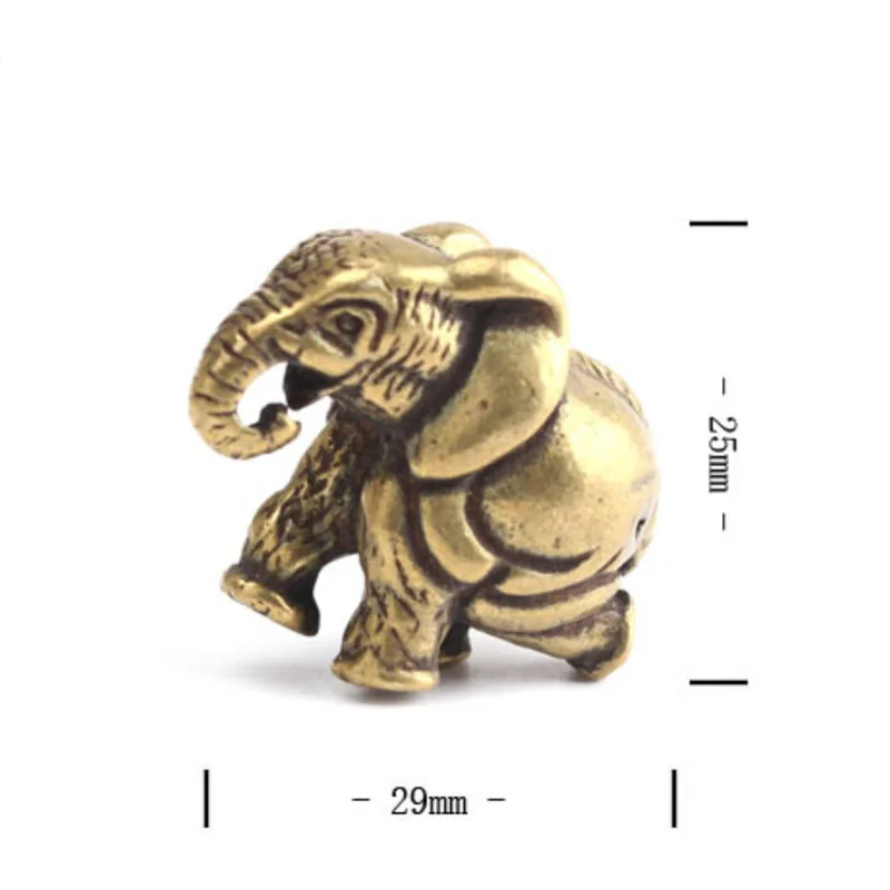 Ретро резной слон из чистой меди маленькая статуя фэн шуй украшения ручной