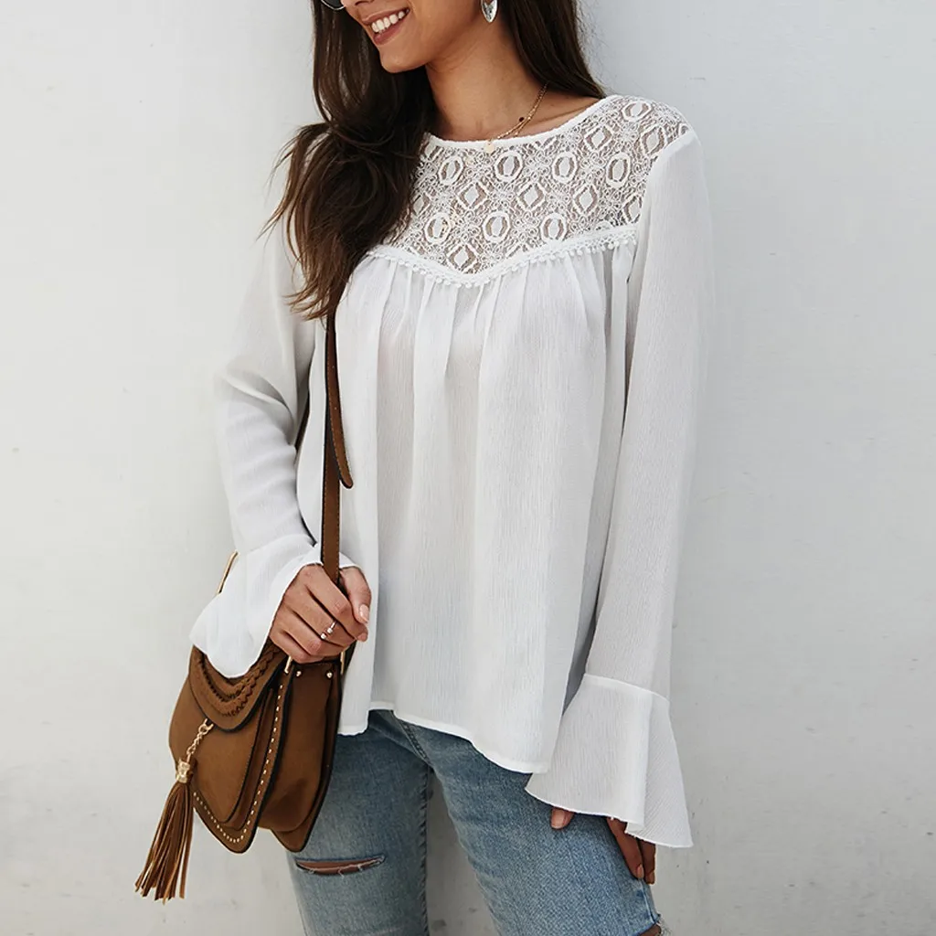 Женские кружевные рубашки мятно зеленого цвета модные вязаные блузки с длинным