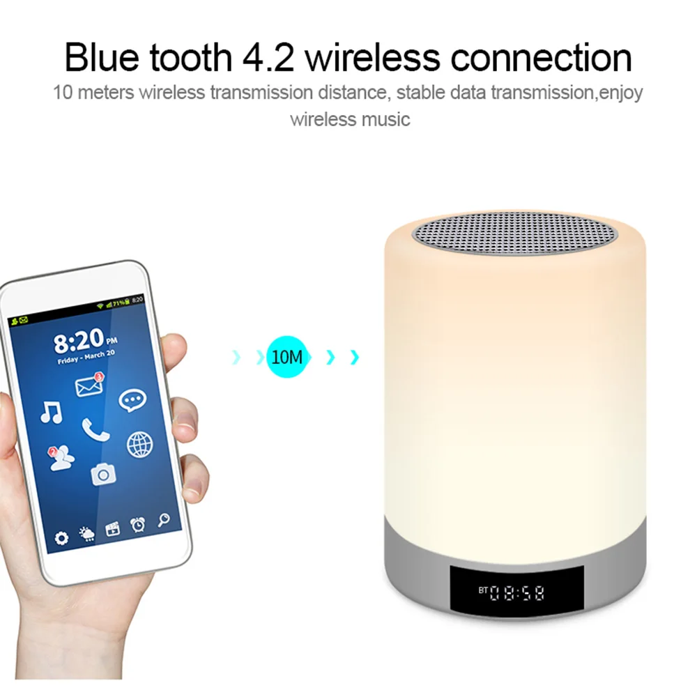 Светодиодный Будильник с цифровой динамик bluetooth свет HD радио Спальня Будильник Светодиодная подсветка динамика Поддержка FM tf-карта радио