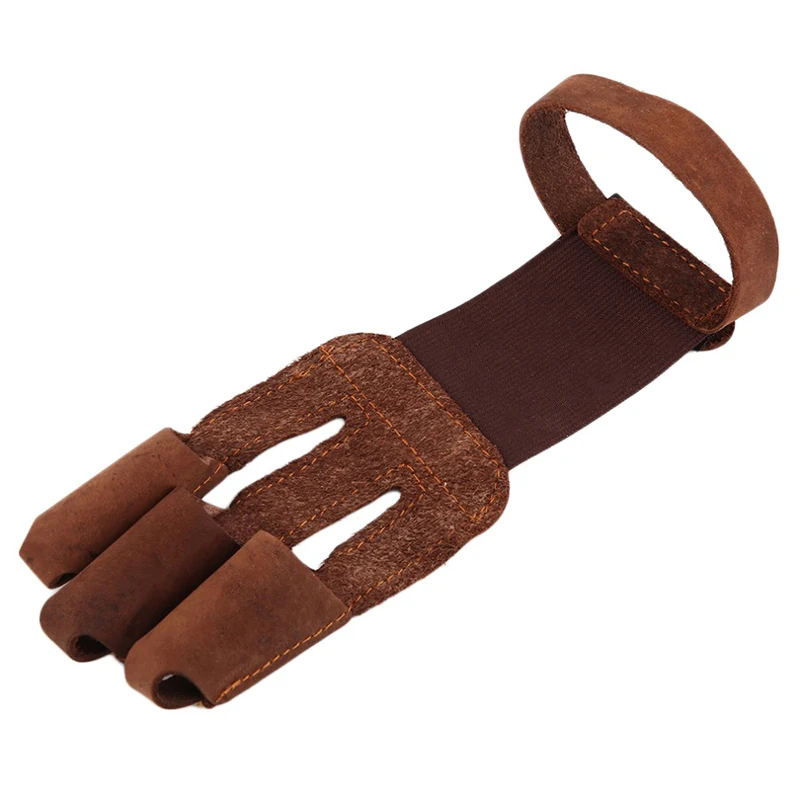 1Pcs Outdoor Hunting 3 Three Finger Protector Guard Cow Leather Archery Glove Shooting Hand Bow Accessories | Спорт и развлечения