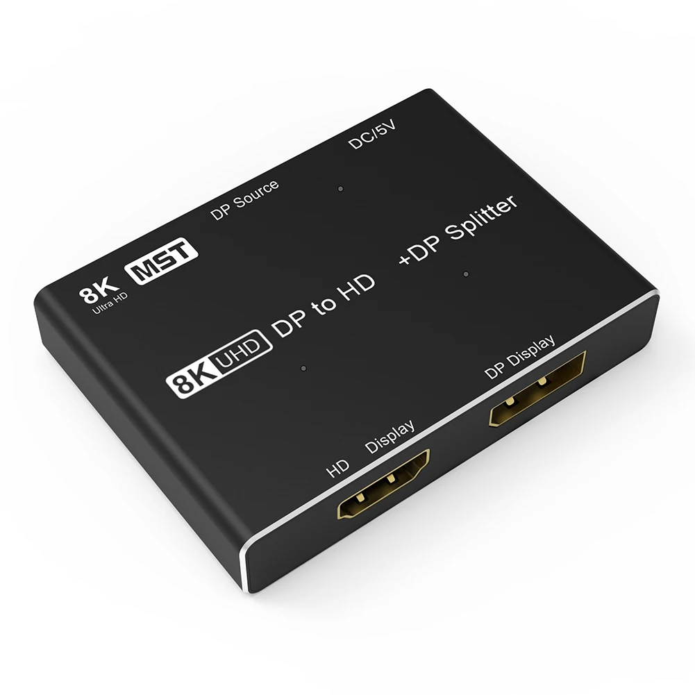 

Сплиттер 2 в 1, устройство для зачистки аудио и видео, совместимое с DP HDMI, 8K, 30 Гц, 1 вход, 2 выходных порта