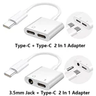 Адаптер типа C 2 в 1, сплиттер для Huawei Mate40 Mate30 Mate20 P40 P30 P20 Pro Nova 8 7 6, коннектор USBC на 3 5 мм, переходник