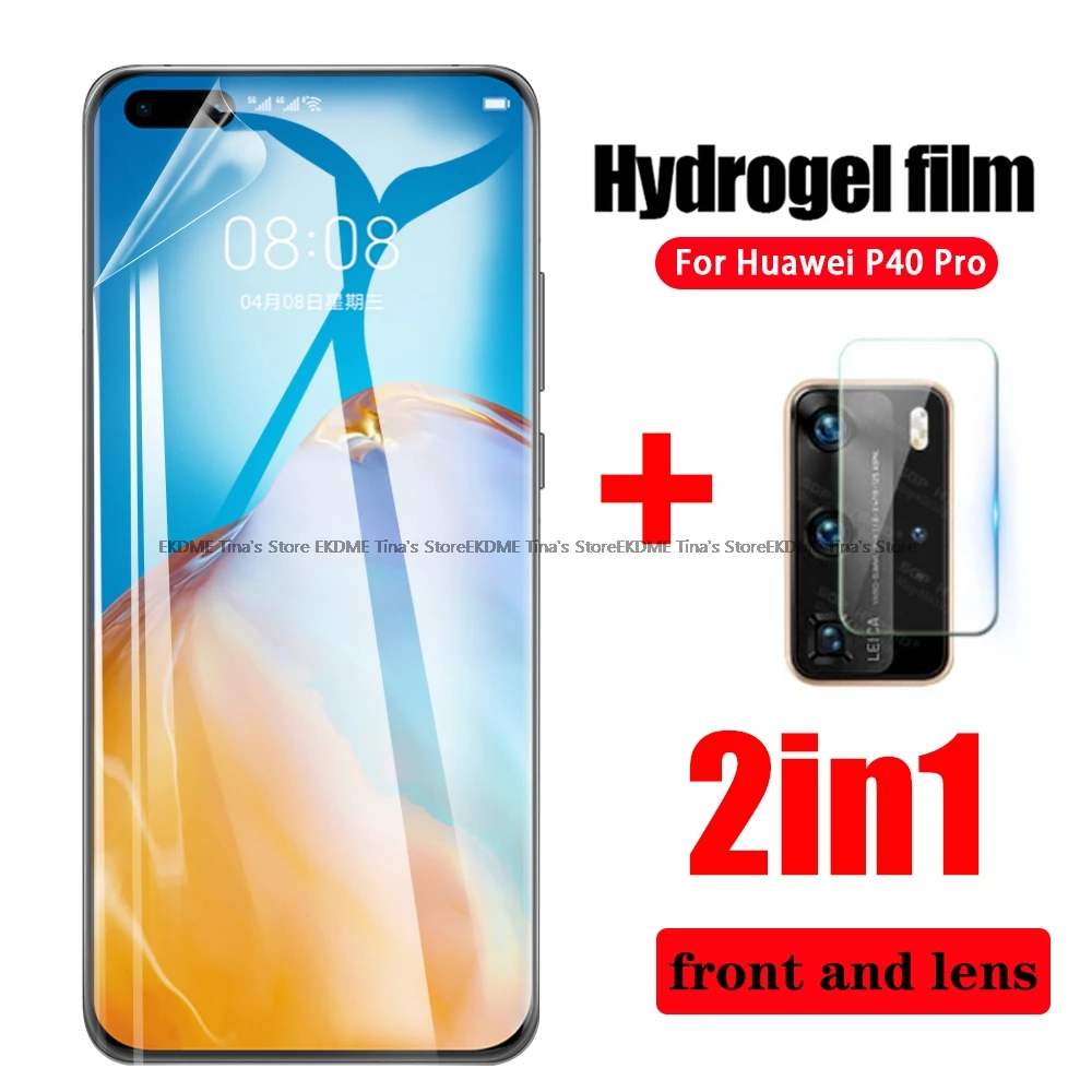 

2 In 1 Hydrogel Film Camera Lens Film For Huawei P40 Pro Screen Protector Soft Film For Huawei p40 Pro Not Glass Lens Film Cover