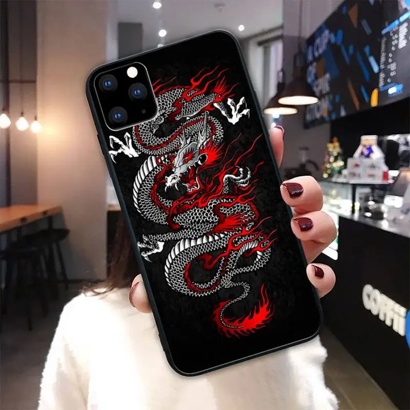 

Creative Design Chinese Dragon Black Silicone Cover Case For Iphone Se 2020 6 6s 7 8 Plus X Xs Max Xr 11 12 Pro Max Funda