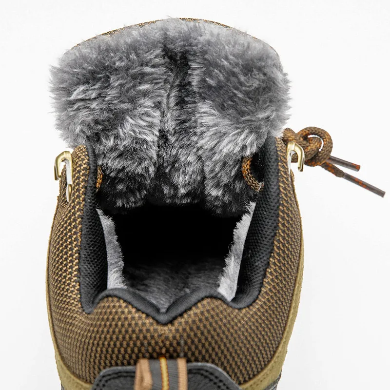 Fashion Winter Plush Hiking Shoes Man Climbing Sneakers Suede Leather Trekking Shoes For Men Non-slip Camping Walking Boots 2021