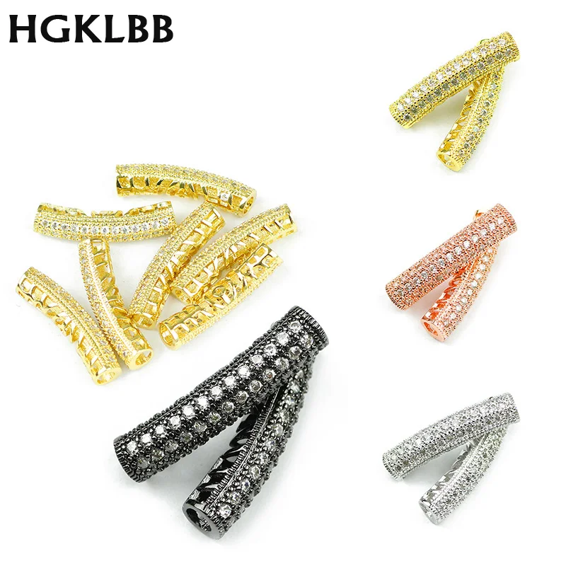 Длинная гибочная трубка из циркония HGKLBB с белым ПАВЕ медная металлическая