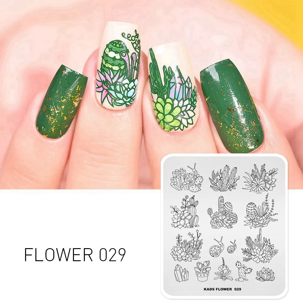 Flower 029 1 шт. штамповки для ногтей пластины красоты цветок серии шаблоны для ногтей поднос для маникюра дизайн ногтей штамповка шаблон украшения Штамп для ногтей - Цвет: Flower 029