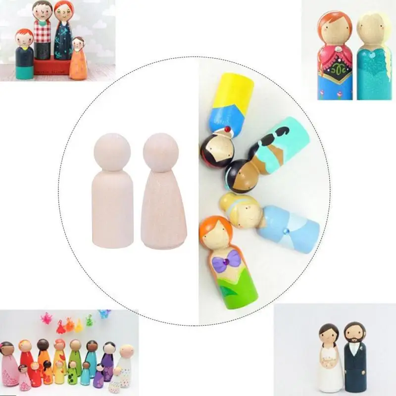 Wood Crafts Unfinished Wood Diy Art Craft Painting Family 35-65mm Men Women Peg Dolls Kids Gift Parent-child Interaction Toys