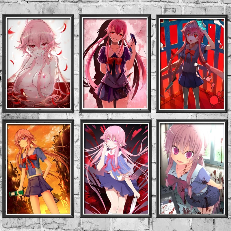 Настенная картина в скандинавском стиле плакат с японским аниме Mirai Nikki Amano Yukiteru