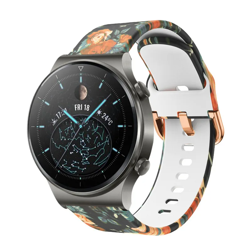 

Printing Silicone Band For Huawei Watch GT 2 Pro / GT2 46mm 2e Bracelet Strap For Honor GS Pro / Magic 2 46mm Smart Watch strap