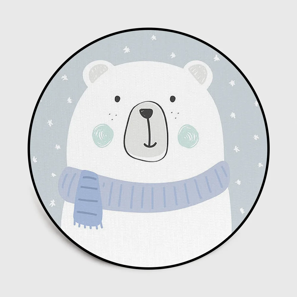 

Cute Cartoon Bear Round Carpet and Rug Bedroom Children Climbing Floor Mat Hanging Basket Kids Play Tent Chair Bedside Tapete
