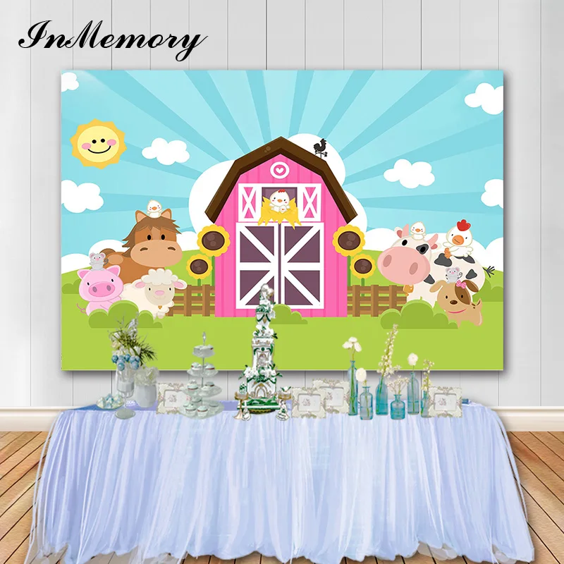 Фоны для фотосъемки на тему фермы InMemory розовый сарай животные барный двор дом