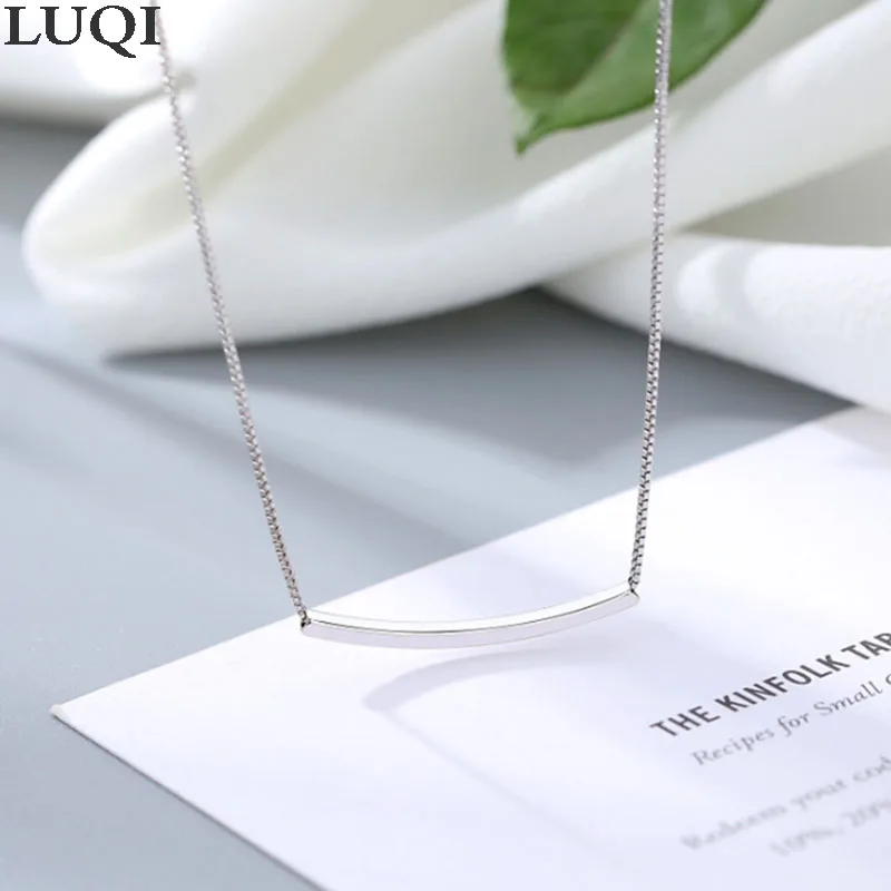 

Women's Fashion S925 Silver Simple Curved Pipe Pendant Necklaces JQN