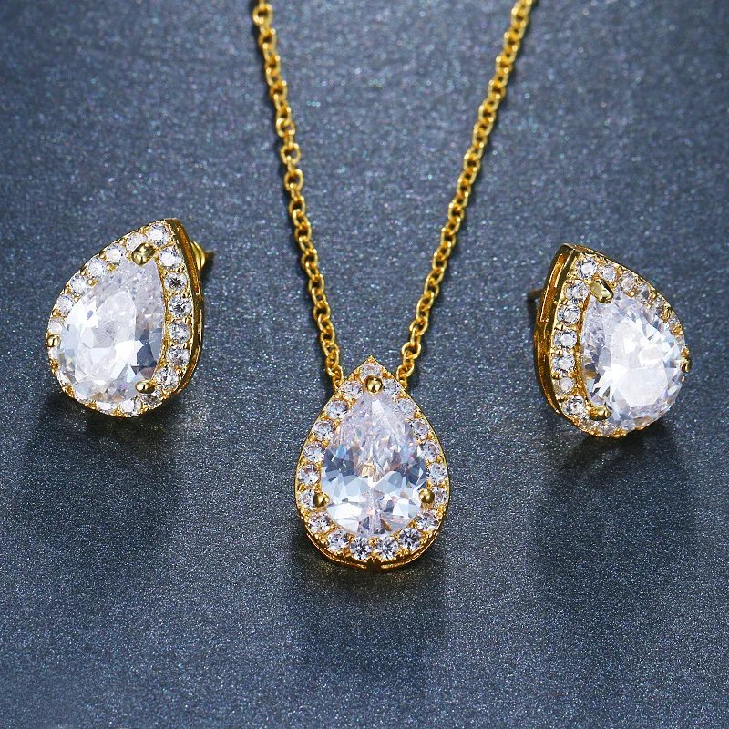 Милый женский комплект ювелирных изделий золотого цвета элегантное ожерелье со