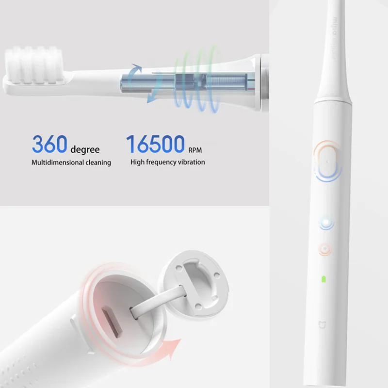 Xiaomi Mijia Sonic Electric Toothbrush Adult Ultrasonic Automatic Toothbrush USB Rechargeable Waterproof Tooth Brush Xiami T100