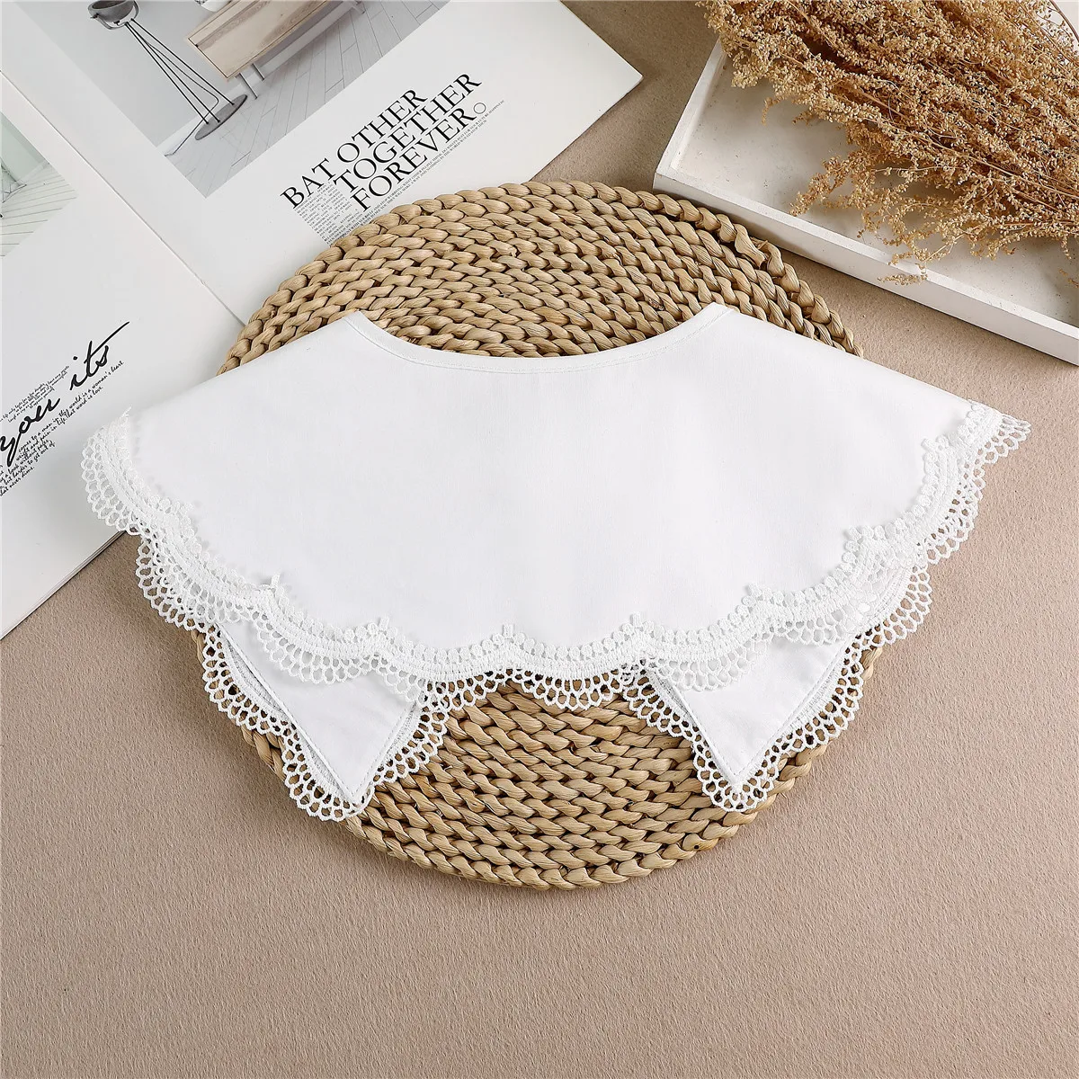 Linbaiway корейский стиль кукла полый вышивка ложный воротник шаль съемный