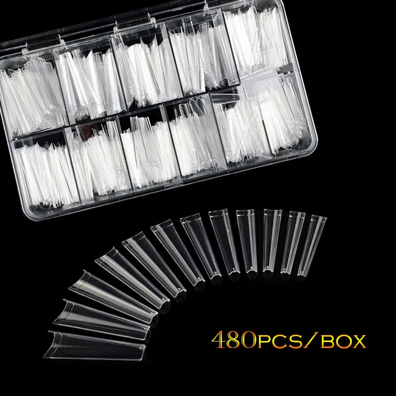 

480 шт./кор. удлиненные кривая C XXL гроб накладные ногти и изображением героев мультфильмов накладные ногти французские акриловые Салон дизай...