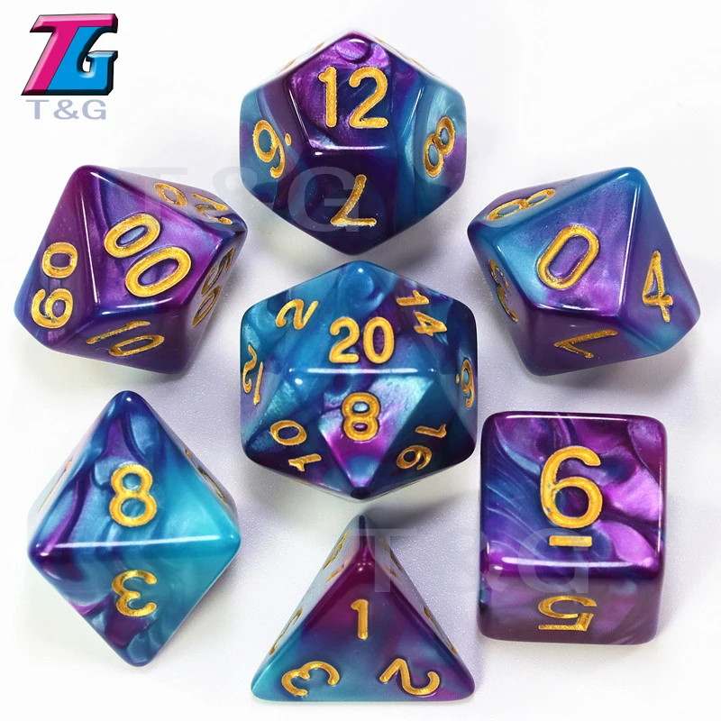 01 9 цветов на выбор DND Mix Dice Bag детские пластиковые кубики подарок на день рождения подземелья драконы настольные игры Вечерние - Цвет: 01