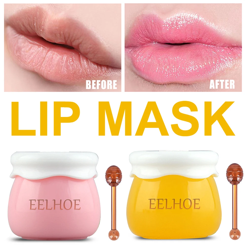 

Natural Repairing Lip Balm Strawberry/Honey Moisturizing Lip Mask with Brush Repair Dryness Peeling Exfoliating Scrub Lip Care