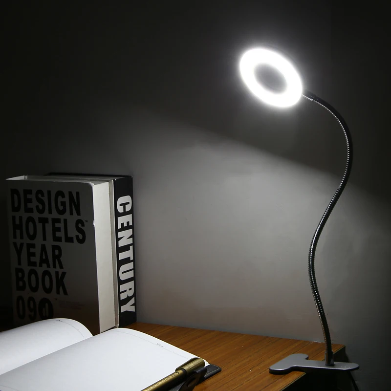 Светодиодная лампа с зажимом для чтения USB Гибкая Настольная книг офисный