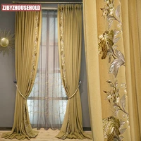 french light luxury embroidery lace stitching flannel thickening blackout curtains for living room bedroom custom products