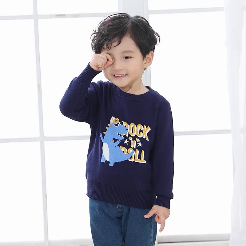 

2-8T Autumn Winter Sweater For Boy Toddler Kid Infant Knitted Top Cardigan Knitwear Dinosaur Cartoon Sweater Cute Outfit