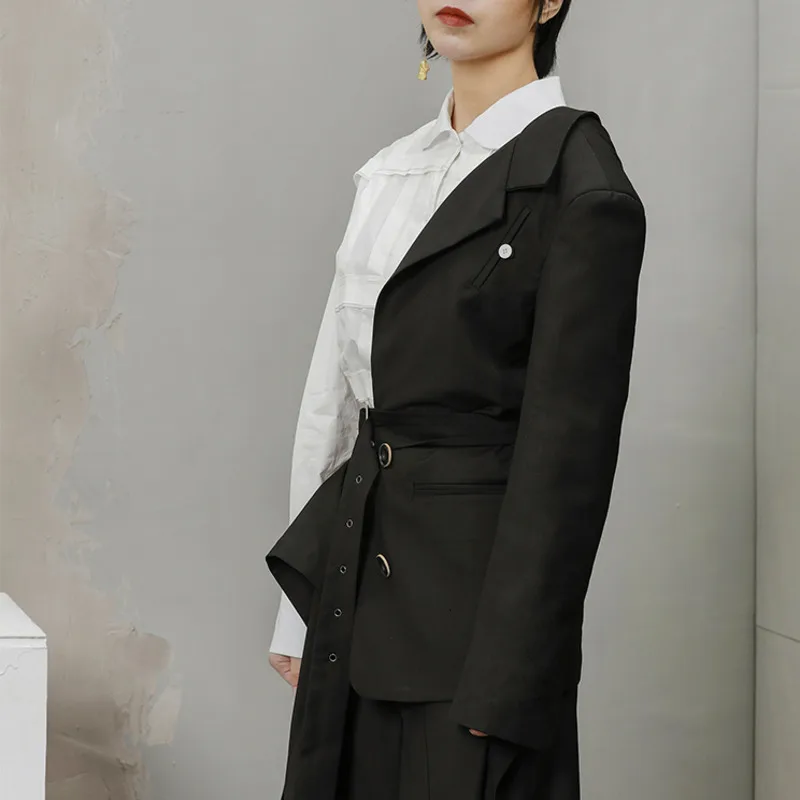 LANMREM 2020 Весна Новый модный тренд женский с длинным рукавом сплошной цвет