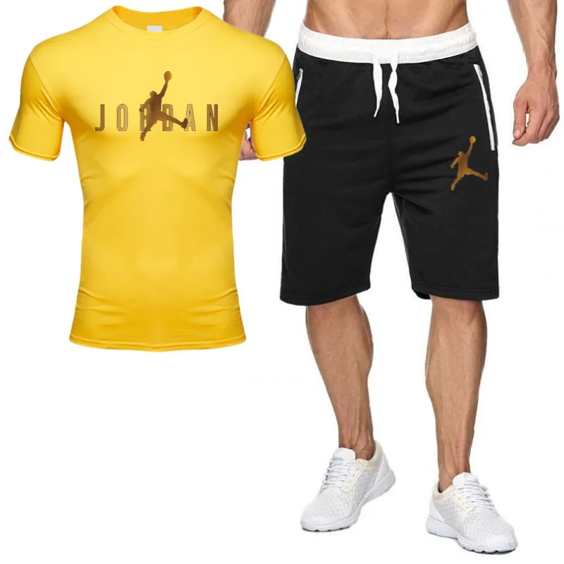 

Men's T-Shirt and Jordan Shorts, Athletic Wear, Jogging, Basketball Shirt, 2 pieces set, Summer, 23 sets
