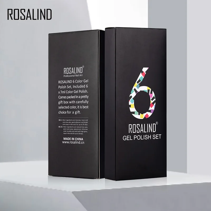 6 шт./лот) ROSALIND гель для ногтей набор 7 мл чистые цвета УФ-гель для ногтей нужно базовое верхнее покрытие Замачивание ногтей полуперманентный маникюр