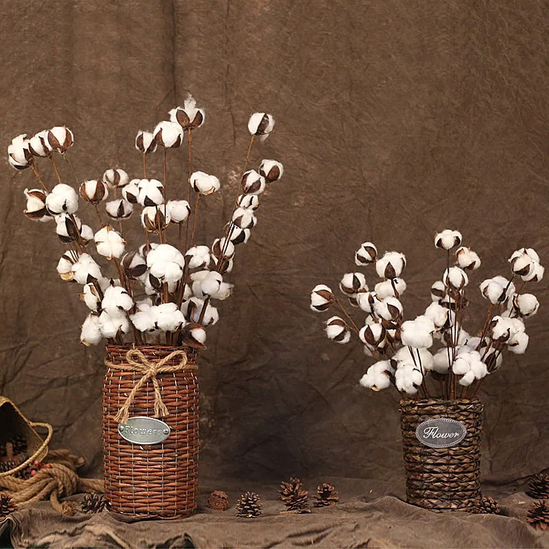 

Naturally Dried Cotton Flowers White Home Decorative Artificial Floral Branch Wedding Bridesmaid Bouquet Decor Fake White Flower