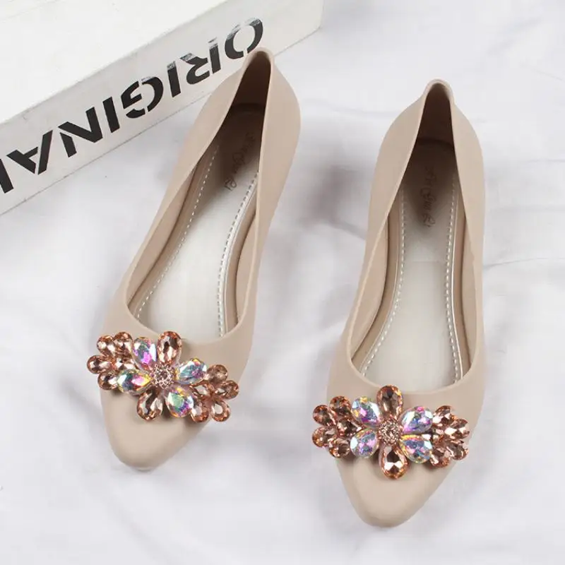 

Rhinestone Flower Plastic Shoes For Women Thick Heel Waterproof Rainboots Shoes Nice Hot Pvc Jelly Shoes Womens For Rain