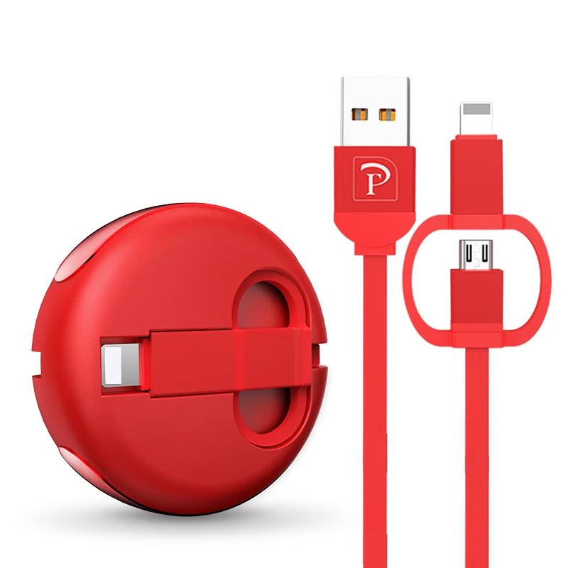 Type C Micro-Red OATSBASF 2 в 1 USB кабель Micro USB и type C для samsung Xiaomi huawei выдвижной портативный USB C для Android кабель для передачи данных - Цвет: Type C Micro-Red