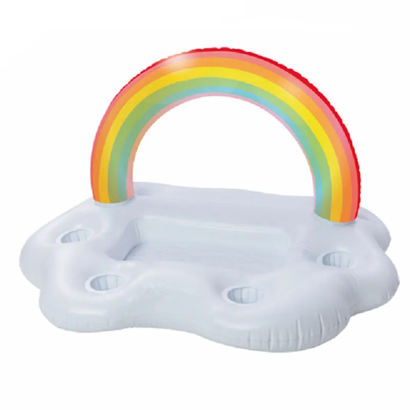 

Inflatable Pool Float Beer Drinking Cooler Table Bar Tray Beach Swimming Ring Summer Pool Party Bucket Rainbow Cloud Cup Holder