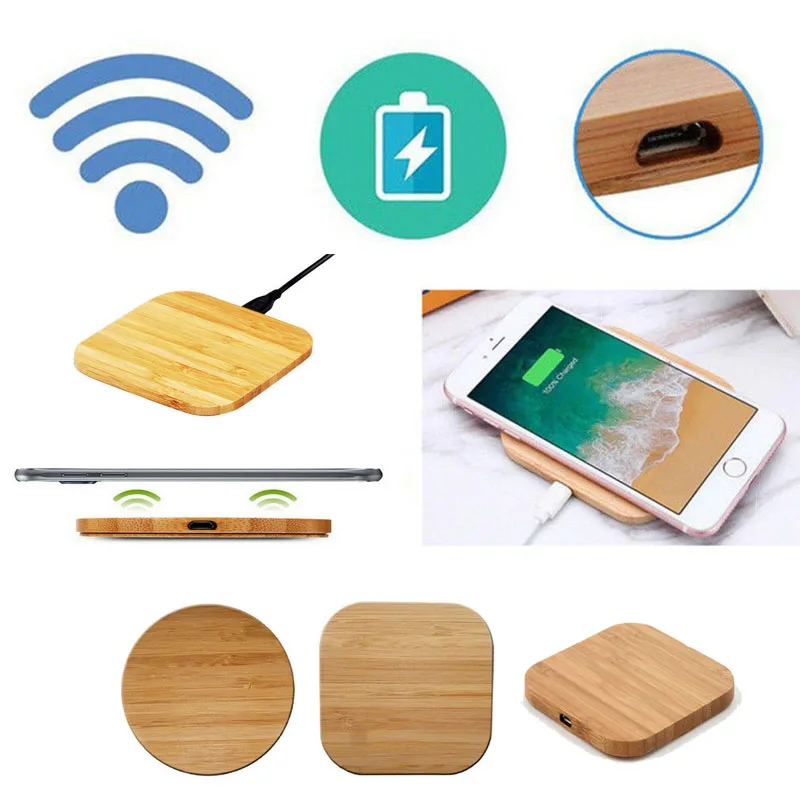 

DC 5V/2A Qi Wireless Charger Charging Slim Bamboo Wood Pad Mat Cell For Apple iPhone 8 8 Plus X Samsung Galaxy S6 / S6 Edge