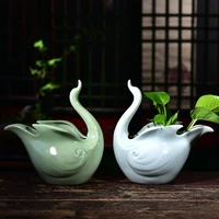 creative swan hydroponic flower pot ceramic planting green radish narcissus potted green plants potted home desktop simple vase