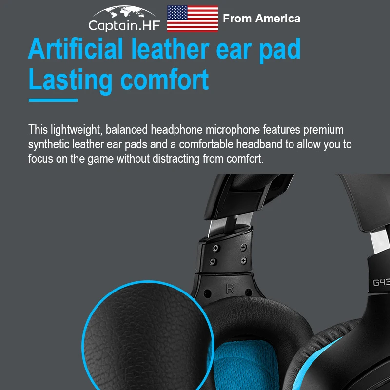

PC Headphones G431 7.1 Surround Sound Gaming Headphones, Lightweight, Microphone, PlayStation 4
