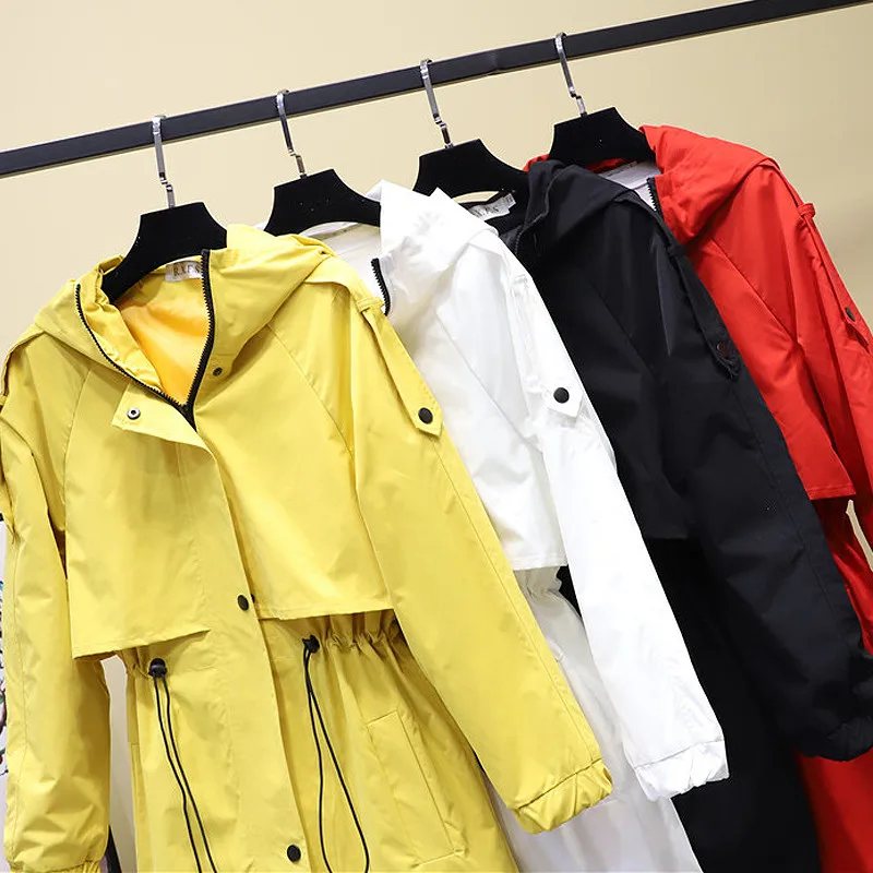 

Women's Hooded Jackets 2020 New Autumn Causal Windbreaker Women Basic Jackets Coats Zipper Long Jackets Famale Outerwear R1104