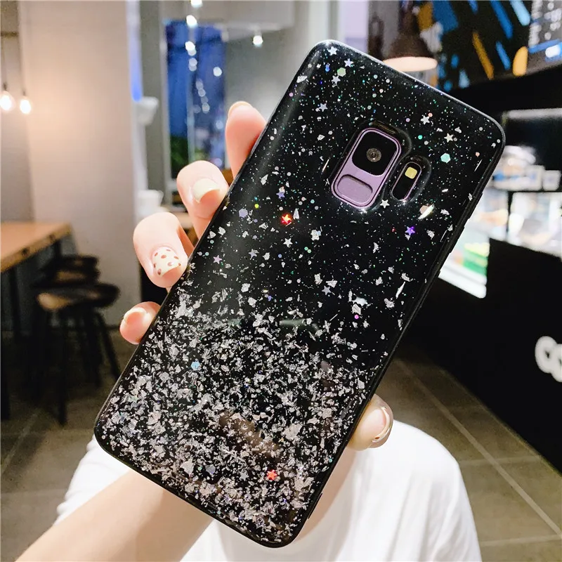 FLYKYLIN Sliver Foil Case For Samsung Galaxy S10 Plus S10e S9 + S8 S7 Edge Back Cover on PC TPU Silicone Glitter Phone Coque |