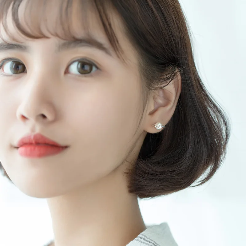 Женские асимметричные серьги-гвоздики из стерлингового серебра 925 пробы с