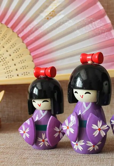 2 шт. Новые милые ручной работы восточные японские темно-красные куклы Кокеши на деревянной подставке.