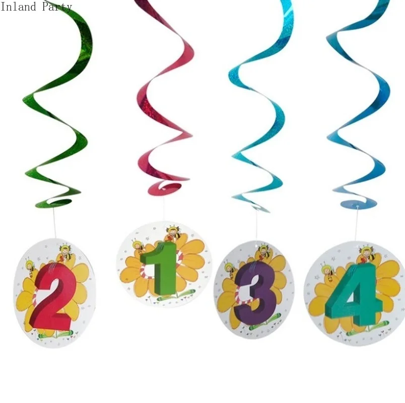6PCS/set 18/21/30/40/50/60/70/80 Year Olds Plastic Spiral Ornaments Happy Bityhday Anniversaire Ribbon Party Decoration Gift | Дом и сад