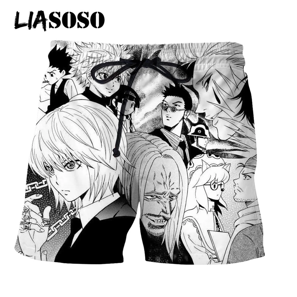 

LIASOSO 3D Print Manga Hunter X Hunter Men's Shorts Summer Beach Casual Streetwear Boardshorts Gym Muscle Jogging Anime Trousers
