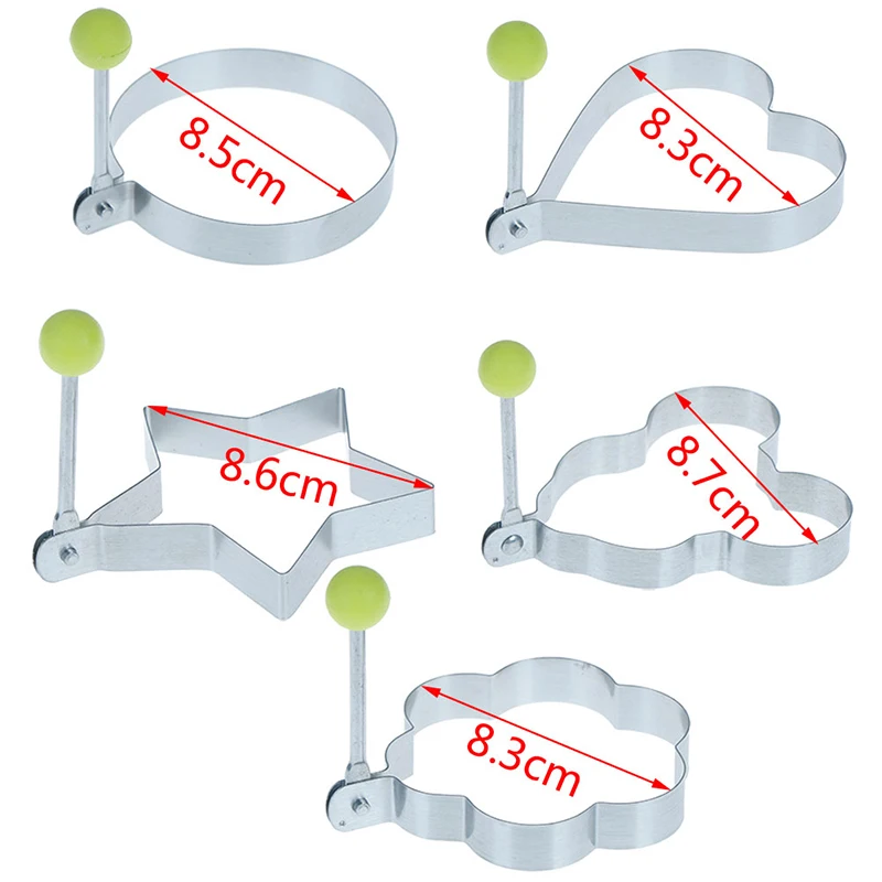 

5pcs/set Hot Sale Stainless Steel Omelette Mold Fried Egg Mold Cute Shaped Kitchen Tool