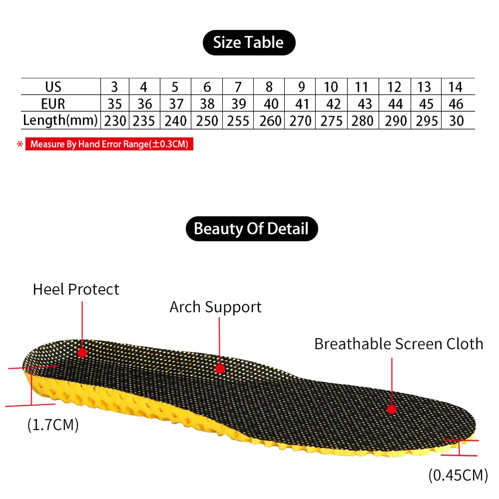 1 Pair Shoes Insoles Sole Orthopedic Memory Foam Sport Arch Support Soft Pad Insert For Feet Running Sneaker Half Yard Cushion | Обувь