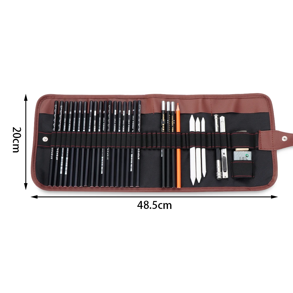 

30/29PCS Sketch Drawing Pencils Set Artist Graphite Charcoal Stick Roll Up Case School Office Art Painting Supplies