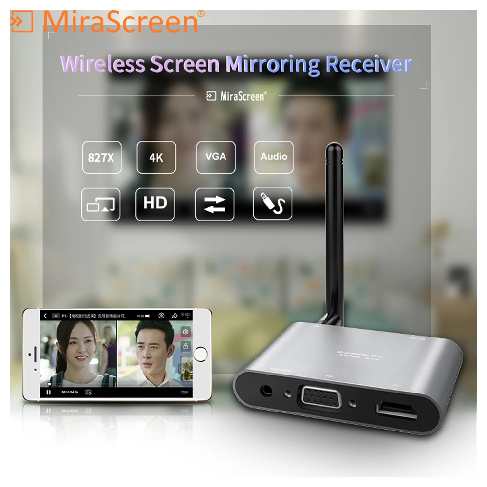 Mirascreen X6W Plus 5G 4K anycast Miracast беспроводной DLNA AirPlay дисплей Dongle приемник Автомобильный TV