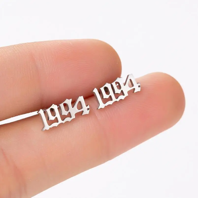 Женские серьги-гвоздики FENGLI из нержавеющей стали с цифрами подарок на день