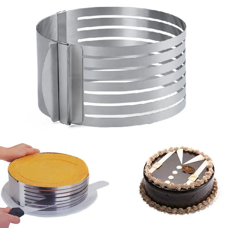 

16-20cm Adjustable Stainless Steel Cake Slicer Mold Bakeware Cutter Cake Ring Baking Cake Tools Bread Slicer Layered Baking Tool